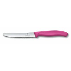 Victorinox Tafelmesser mit Wellenschliff  rund, pink